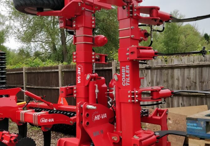 One New HE-VA 6metre Combi Lift Low Disturbance Cultivator front & rear linkage with drawbar option Close CoupledHydraulic Break back legs Tungston Points & Wing Wheels Ideal for 6metre drill or cultivator full