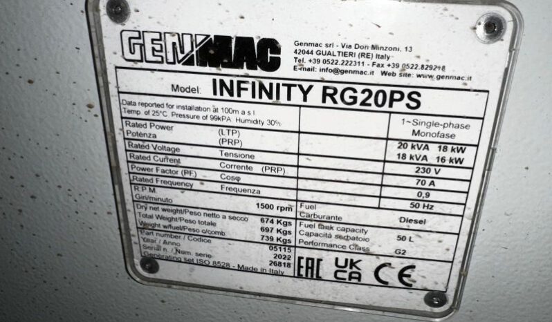 2022 Genmac Infinity RG20PS 1 Phase Generator full