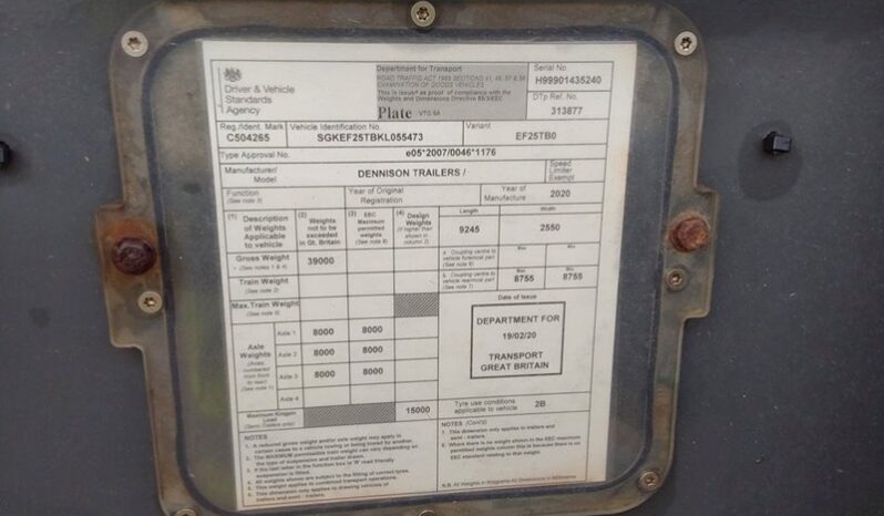 2020 DENNISON TRI AXLE (SAF) For Auction on 2024-10-04 full