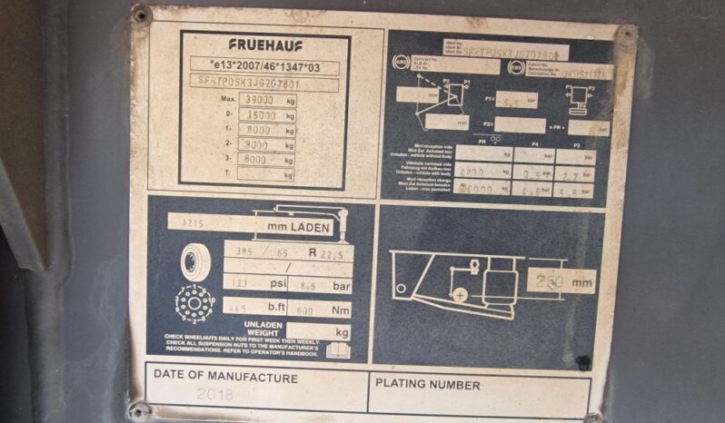 2018 Fruehauf Triaxle Tipping Trailer full