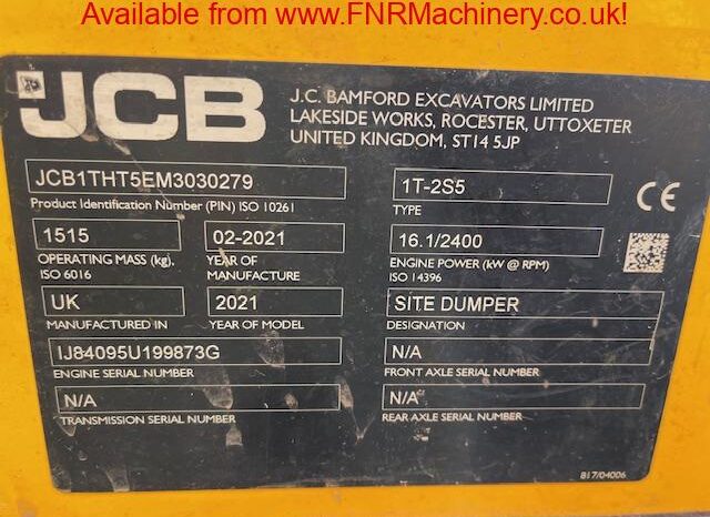 JCB 1T-2 HIGH TIP DUMPER 2021 full